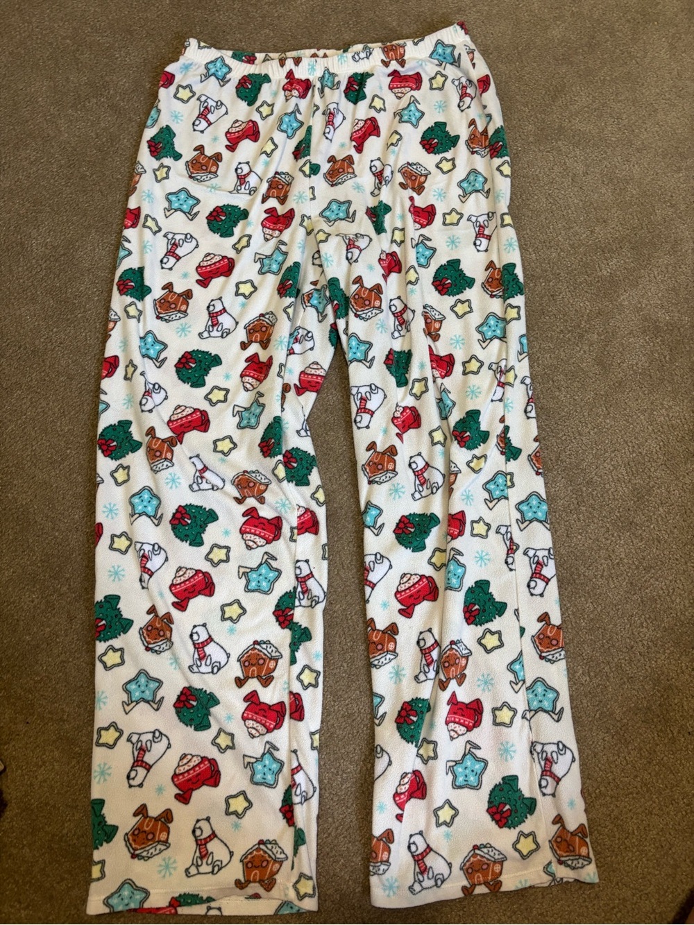 Wondershop White Holiday Print Pajama Pants with Red, Green, Blue Accents